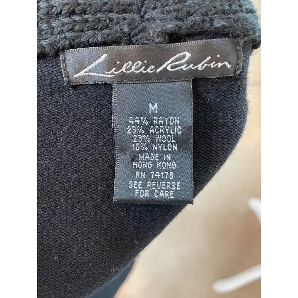 Lillie Rubin Vintage Knit Open Ruffle V-Neck Cardigan Long Bell Sleeve Sweater - Picture 7 of 11